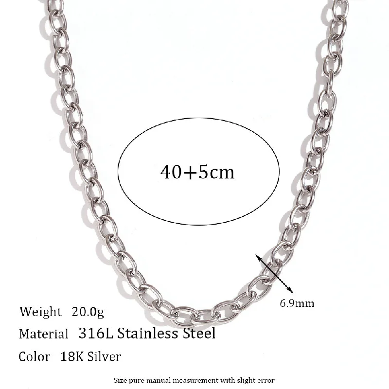 6.9mm Cross Chain - Steel Necklace -40cm 5cm