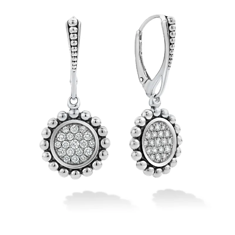 Bohemian style earrings for women -Caviar Spark Small Caviar Circle Diamond Drop Earrings