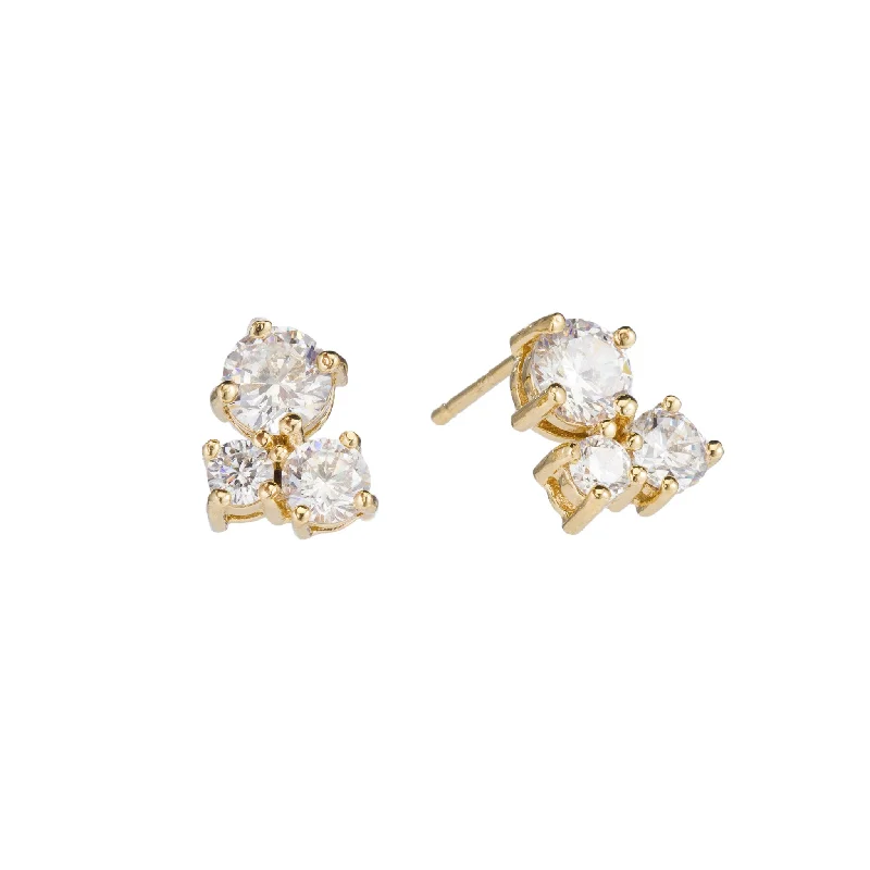 Gold women's earrings -Petite Crystal Post Earrings