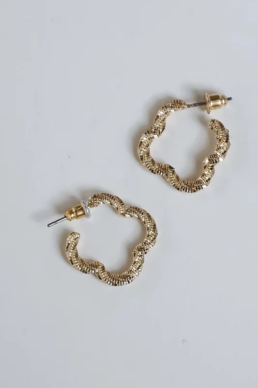 Natural style earrings for women -Sabrina Quatrefoil Hoop Earrings