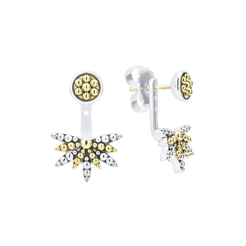 Long women's earrings -Signature Caviar Two-Tone Stud Earrings with Earring Jacket