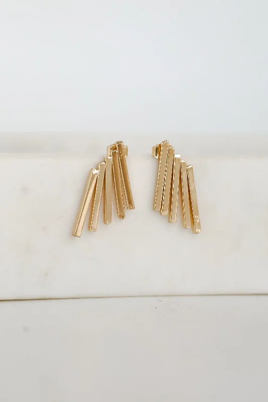 Modern women's earrings -Ruth Gold Bar Stud Earrings