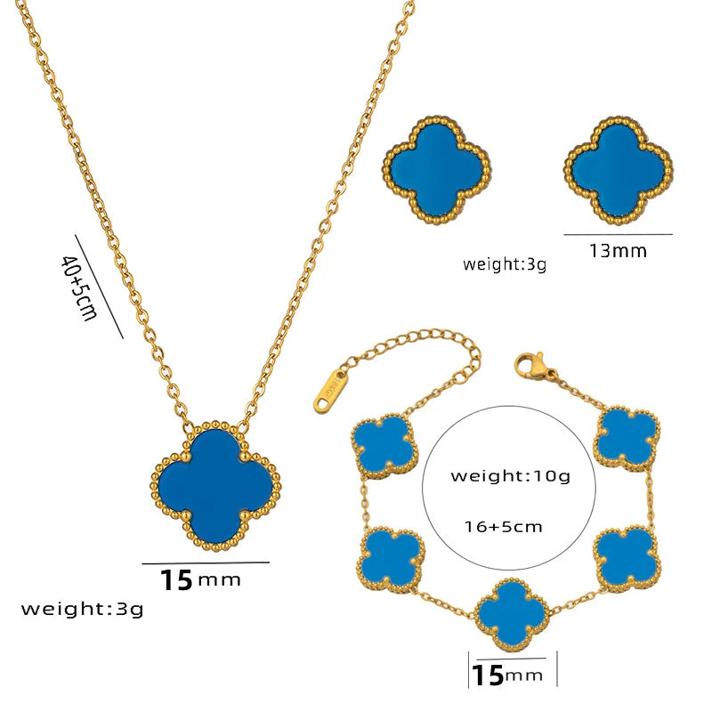 913-1-1.5 Big Blue Clover Three piece Set