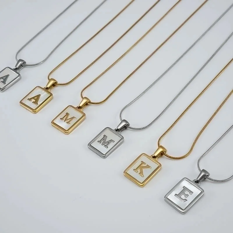 Women’s custom necklaces-Casual Commute Letter Stainless Steel Plating Inlay Shell 18k Gold Plated Pendant Necklace