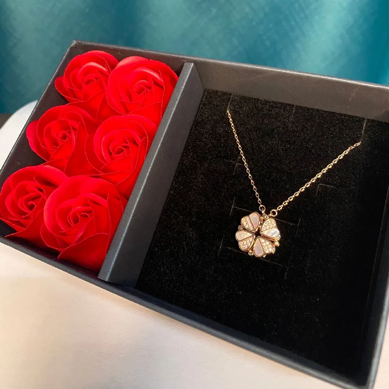 White Copper Plated Real Rose Gold Flower Box