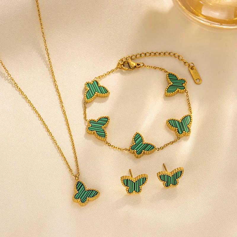 871 Butterfly Green Shell Three Piece Set