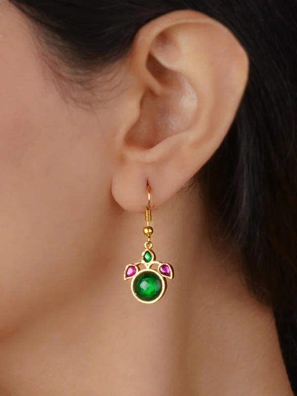 White gold women's earrings -Multicolor Gold Plated Jadau Kundan Earrings - ME1285M