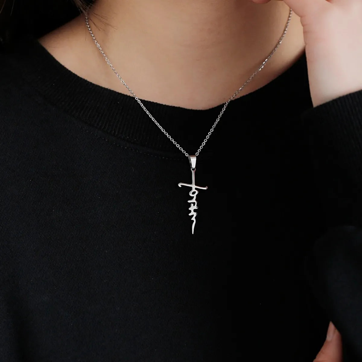 Women’s rhinestone necklaces-Hip-Hop Retro Letter 201 Stainless Steel Unisex Pendant Necklace