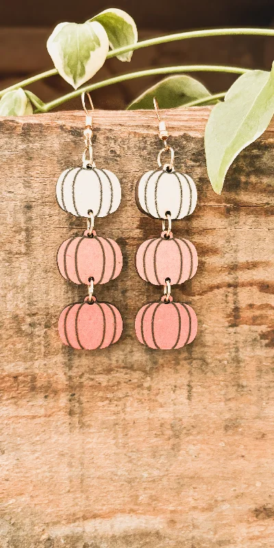 Minimalist earrings for women -Beautiful Fall and Autumn Wooden Pumpkin Earrings