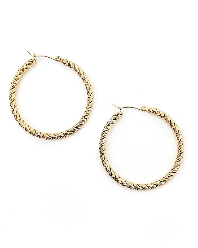 Handmade woven earrings for women -Elizabeth Gold Hoop Earrings