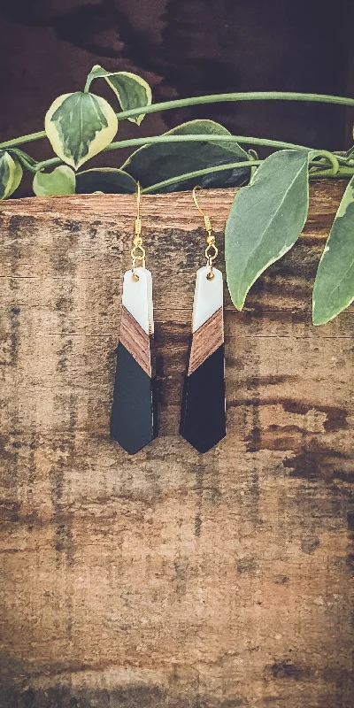 Sparkling women's earrings -Beautiful Wood and Resin Earrings