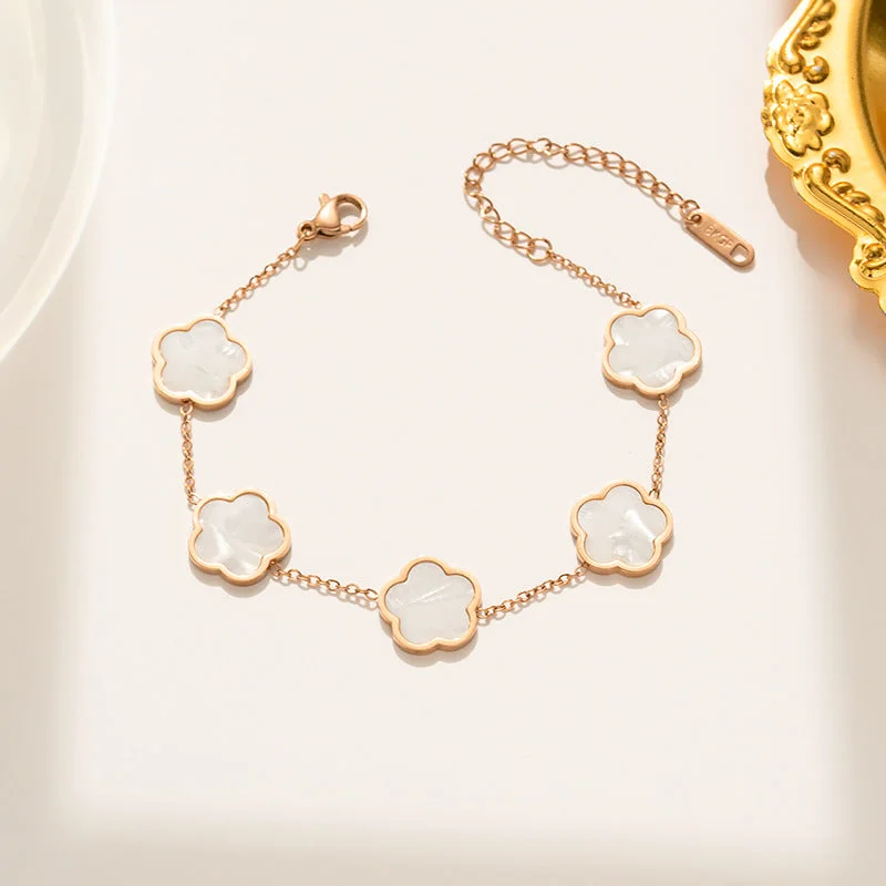 967 White Shell Bracelet Rose Gold