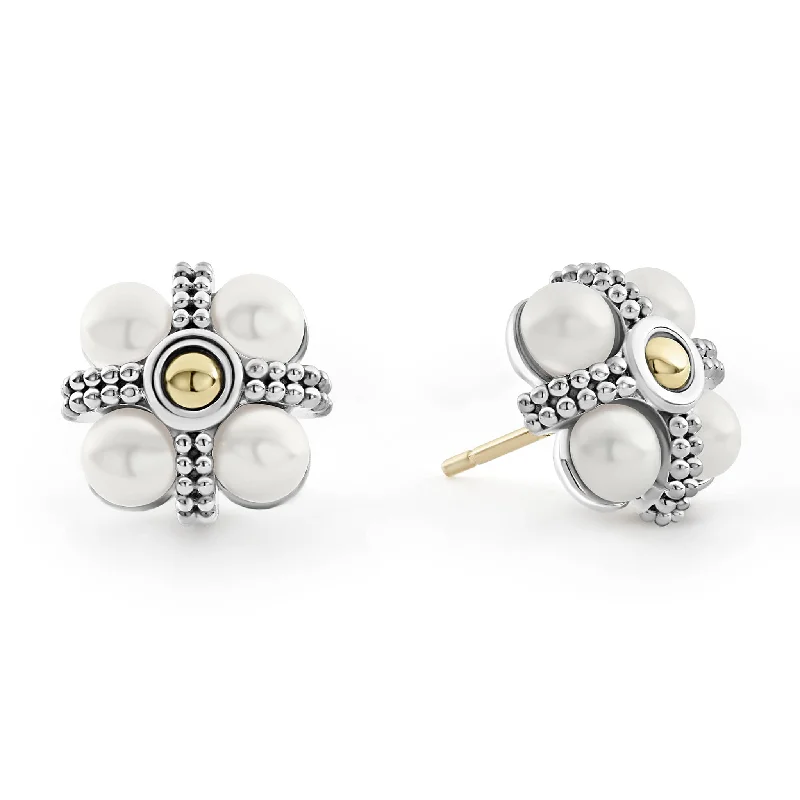 Pearl earrings for women -Luna Caviar Pearl Stud Earrings