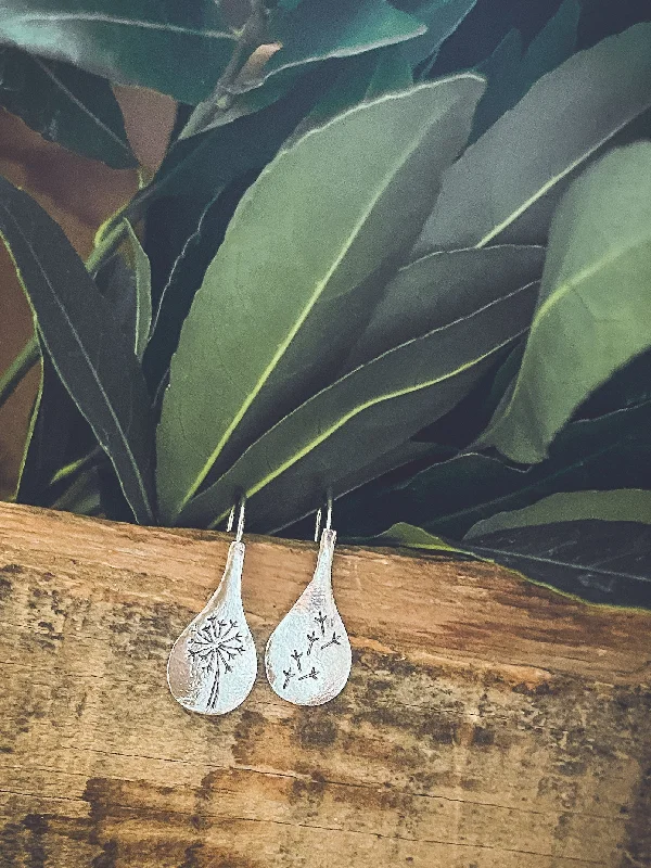 New women's earrings -Silver Dandelion Earrings