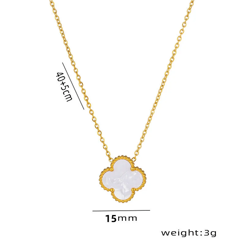 8853 Golden White Shell Necklace 1.5CM