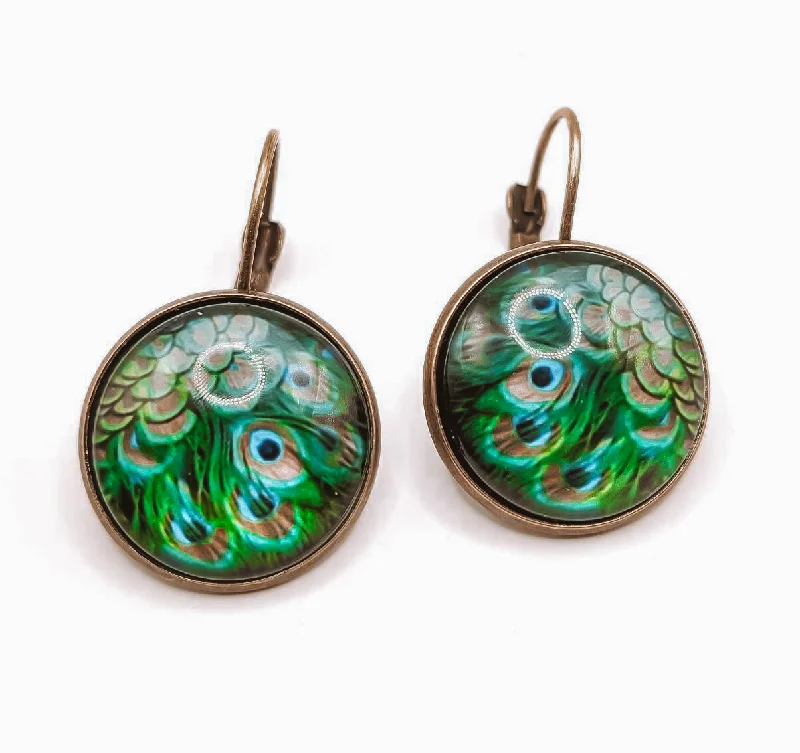 Layered women's earrings -Beautiful Vintage Peacock Earrings