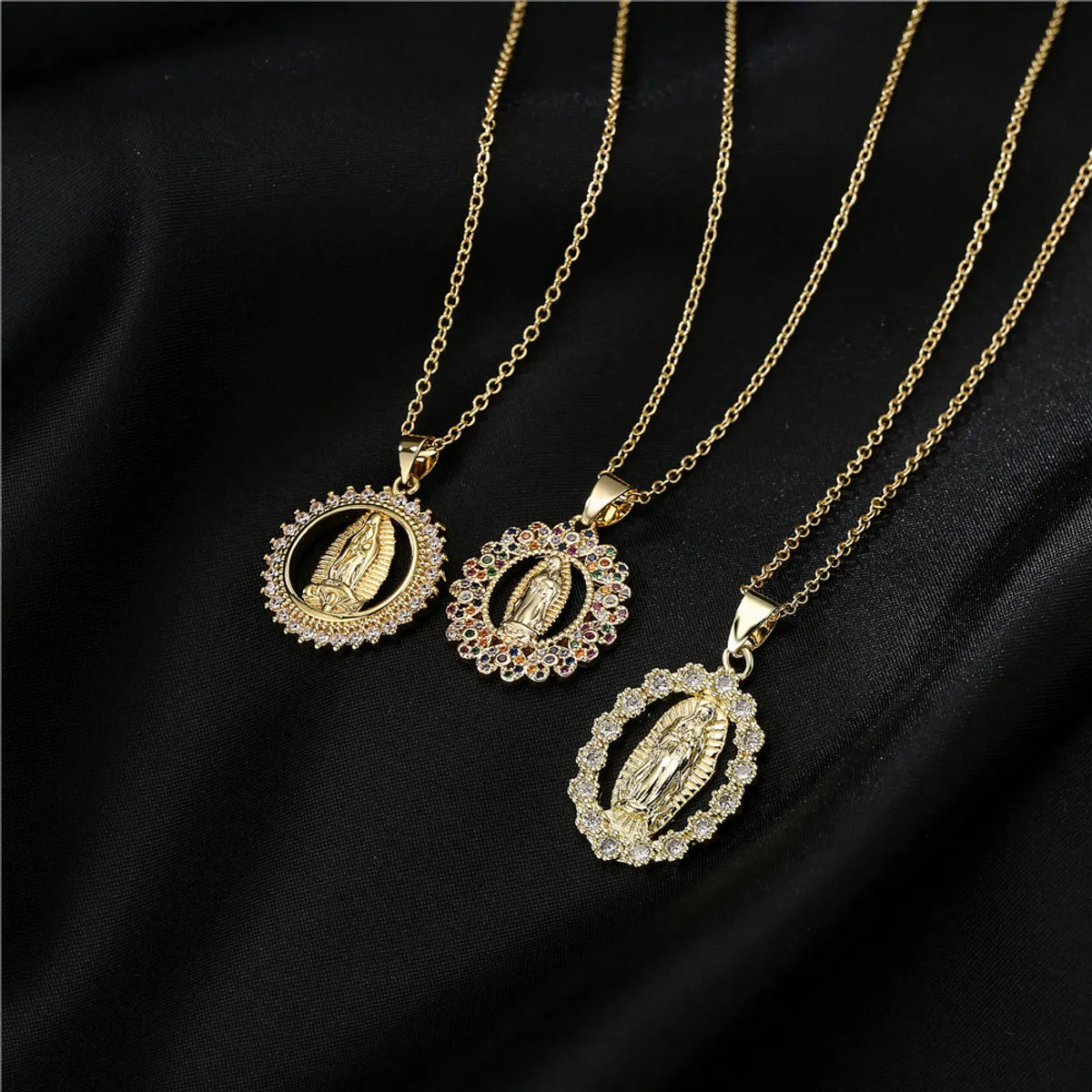 Women’s elegant necklaces-Classic Design Copper Micro-Inlaid Zircon Religious Jewelry New Virgin Mary Necklace