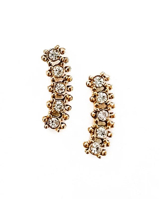 Vintage women's earrings -Earth Crystal Diamond Stud Earrings