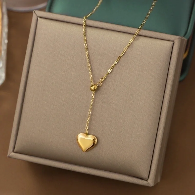 Yc [H112] Pull Heart Necklace [Gold]