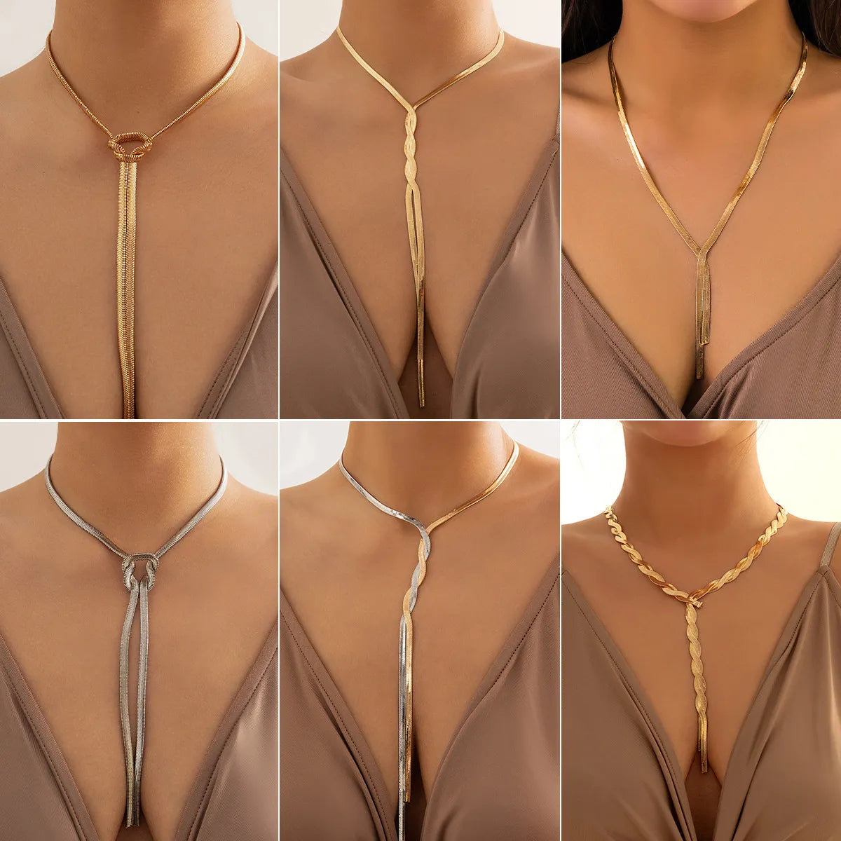 Women’s minimalistic necklaces-Sexy Simple Style Solid Color Copper Plating Chain Long Necklace