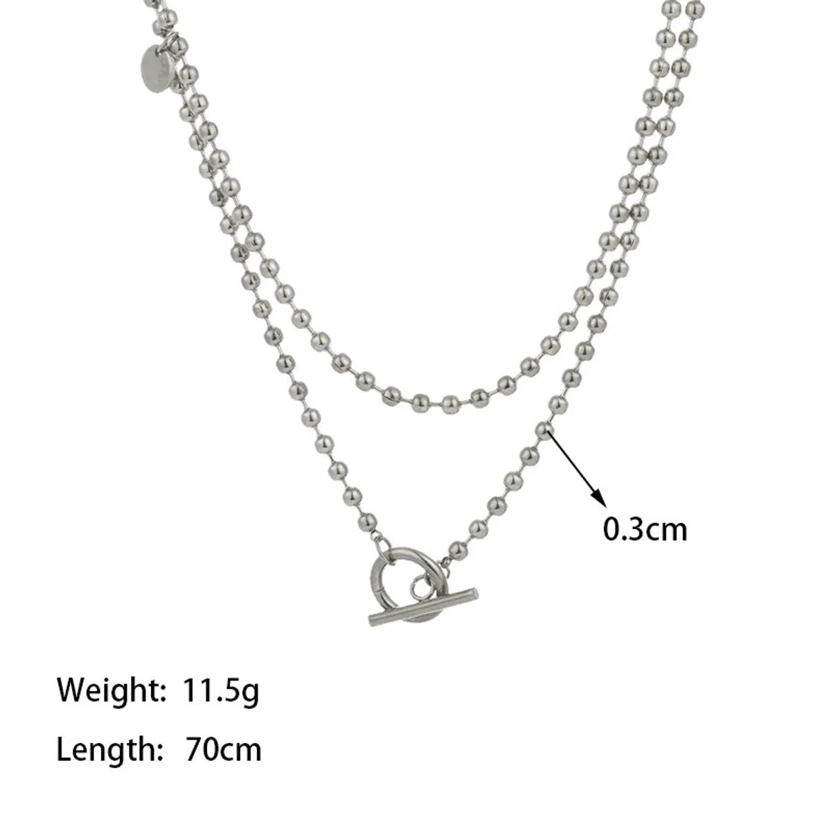 39 [Ah6082] 70cm Ball Chain Necklace Steel Color