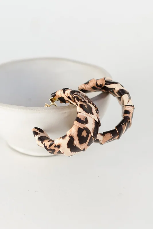 Lightweight earrings for women -FINAL SALE - Daniela Leopard Hoop Earrings