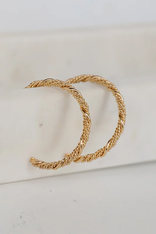 Boyfriend style earrings for women -Diana Gold Twisted Hoop Earrings