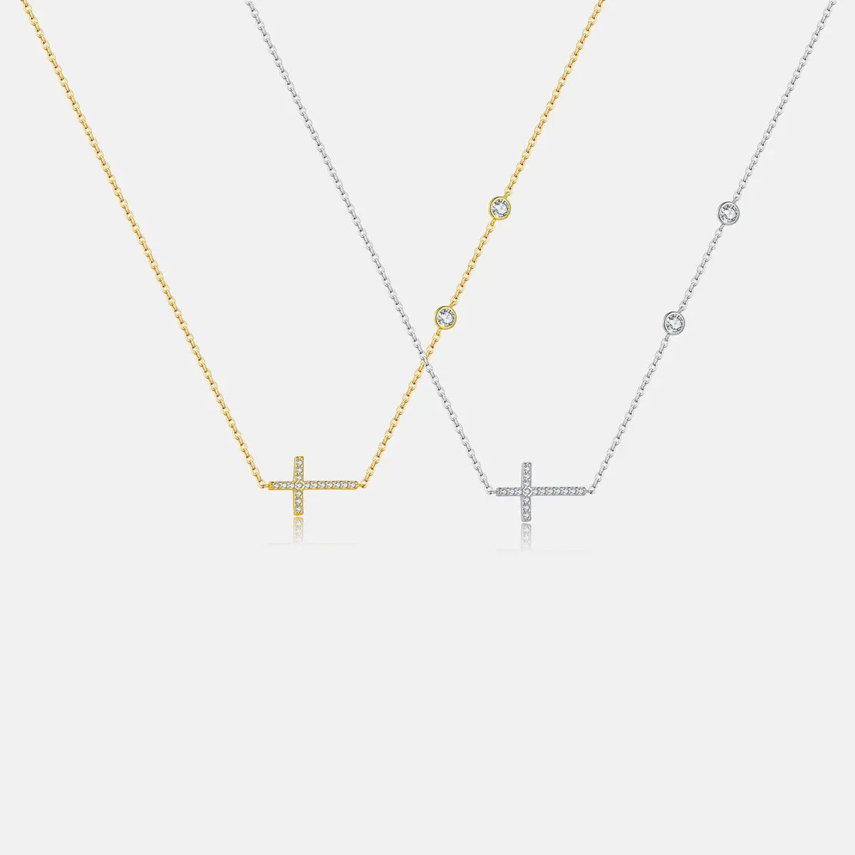 Women’s layered gold necklaces-Sterling Silver Simple Style Classic Style Inlay Solid Color Rhinestones Pendant Necklace