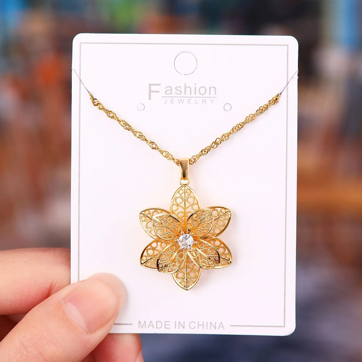 X5815# Rotating Hollow White Zirconium Double-Layer Flowers