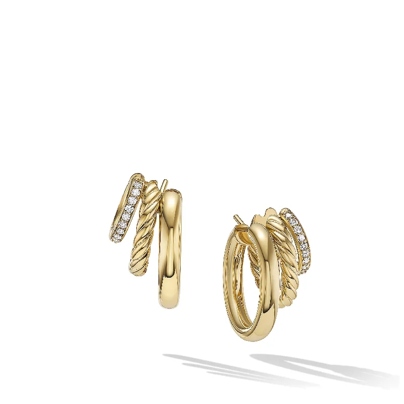 Handmade women's earrings -DY Mercer™ Multi Hoop Earrings in 18K Yellow Gold with Diamonds\, 21mm