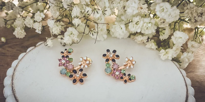 Accessory earrings for women -Beautiful Flower Jacket Earrings