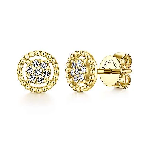 Silver hoop earrings for women -14K Yellow Gold Bujukan Diamond Cluster Stud Earrings