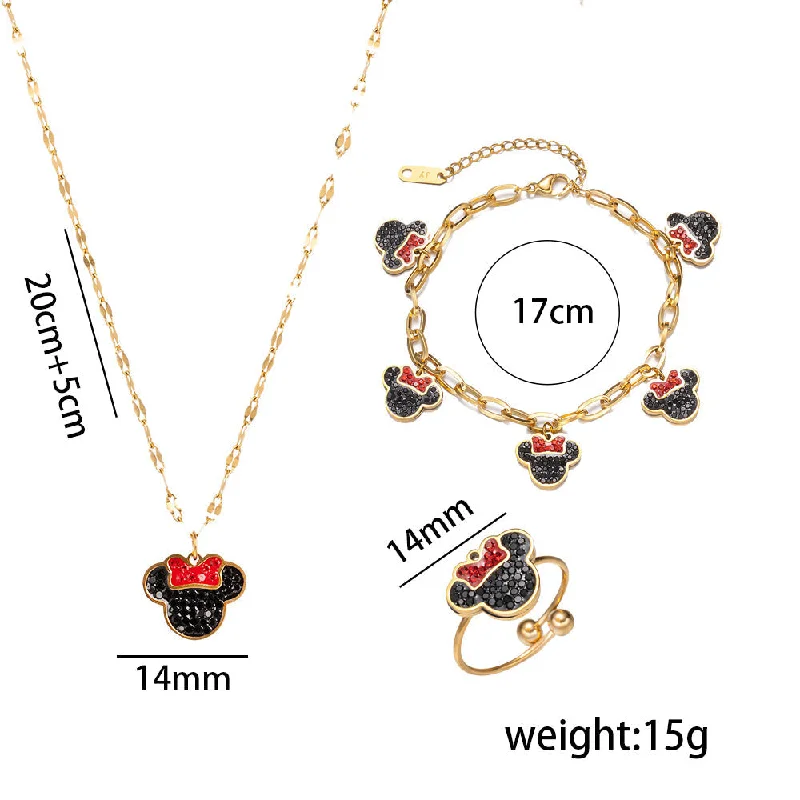 Women’s heart lockets-Mickey Mouse Titanium Steel Necklaces