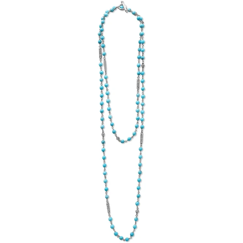 Women’s love pendant necklaces-Lagos Sterling Silver Long Turquoise Beaded Necklace