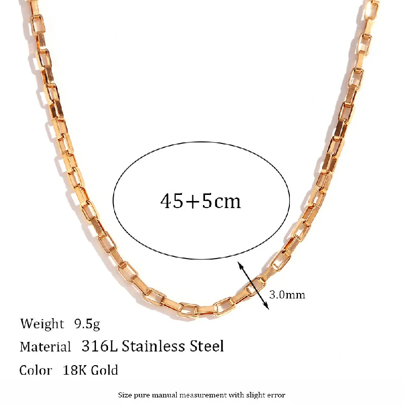 3mm long box chain - gold necklace -45cm 5cm