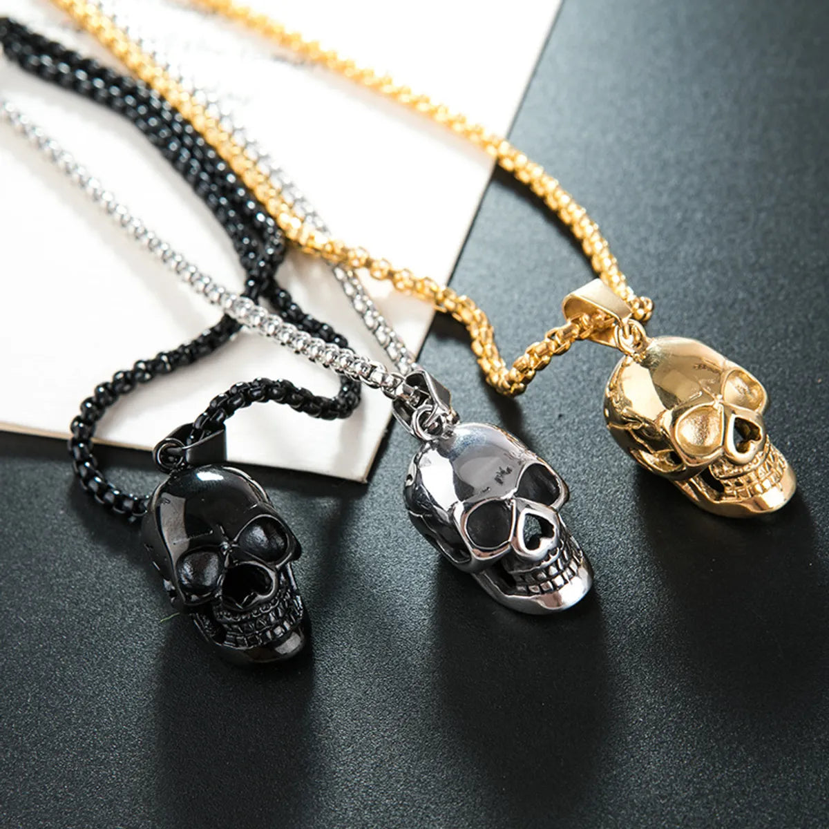 Women’s delicate necklaces-Punk Cool Style Skull Alloy Polishing Plating Men'S Pendant Necklace Long Necklace