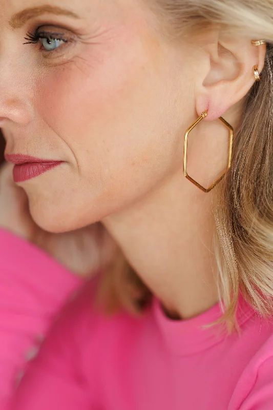 High-end custom women's earrings -Beautiful Geometric Gold or Silver Hoop Earrings