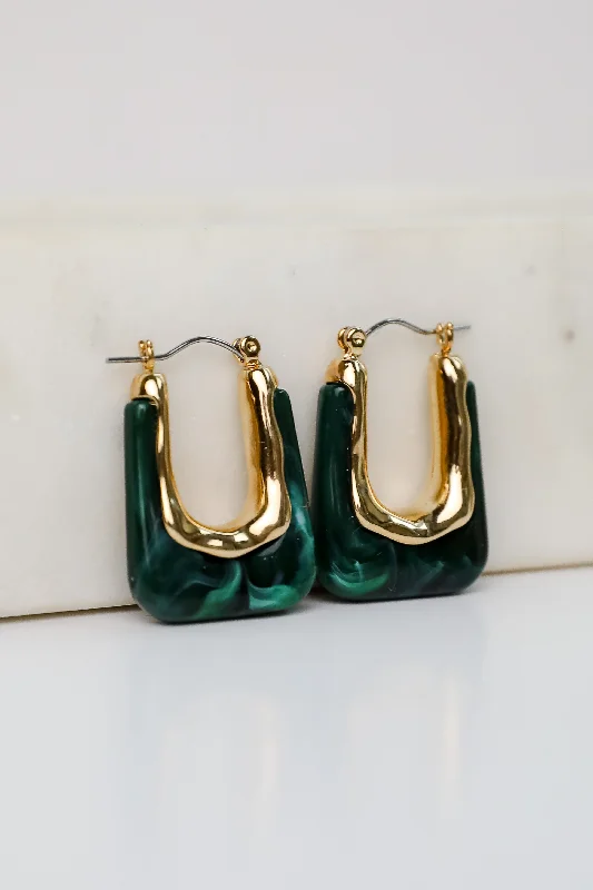 Women's earrings gift -Tessa Green Acrylic Square Hoop Earrings