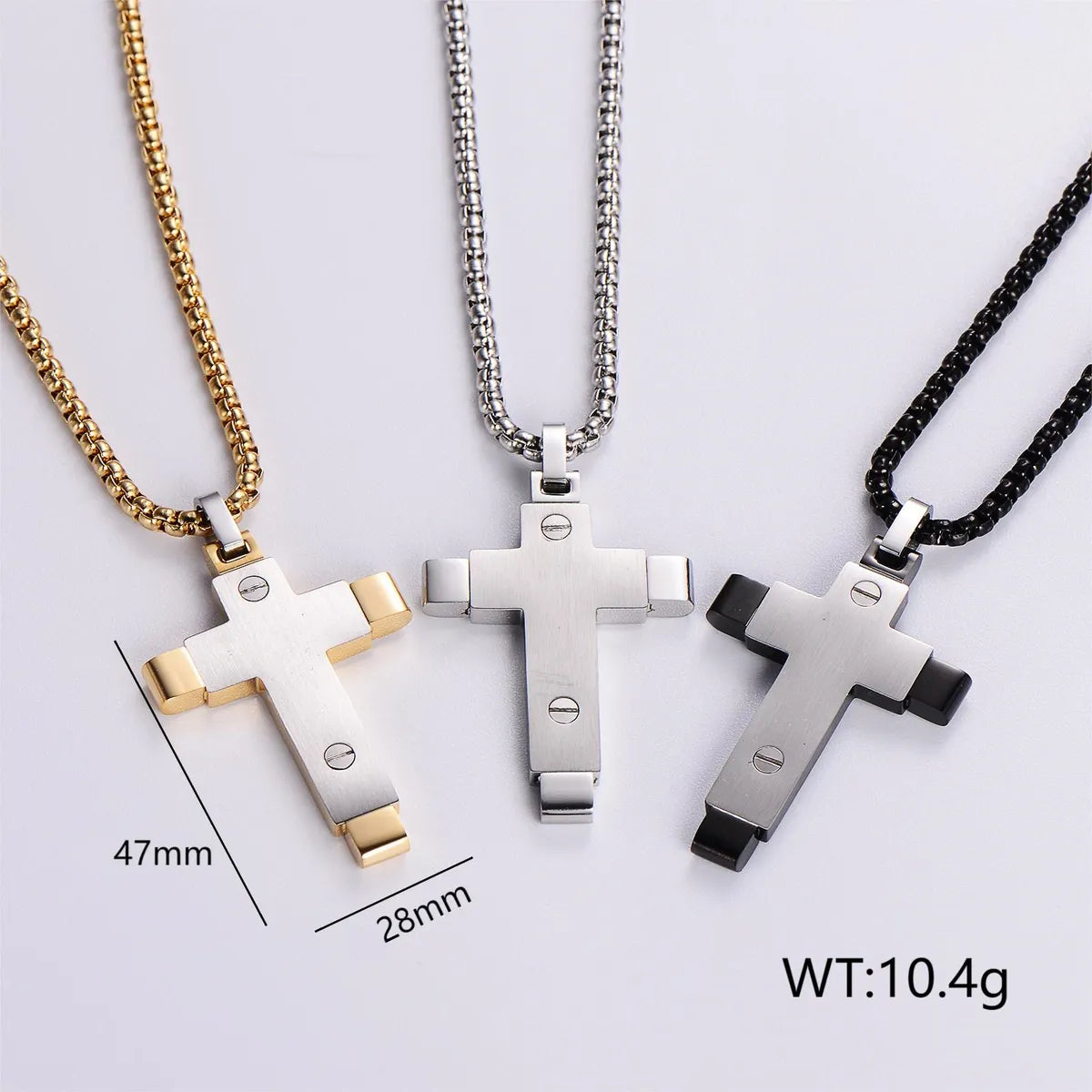 Women’s silver chain necklaces-Streetwear Cross 304 Stainless Steel Plating Men'S