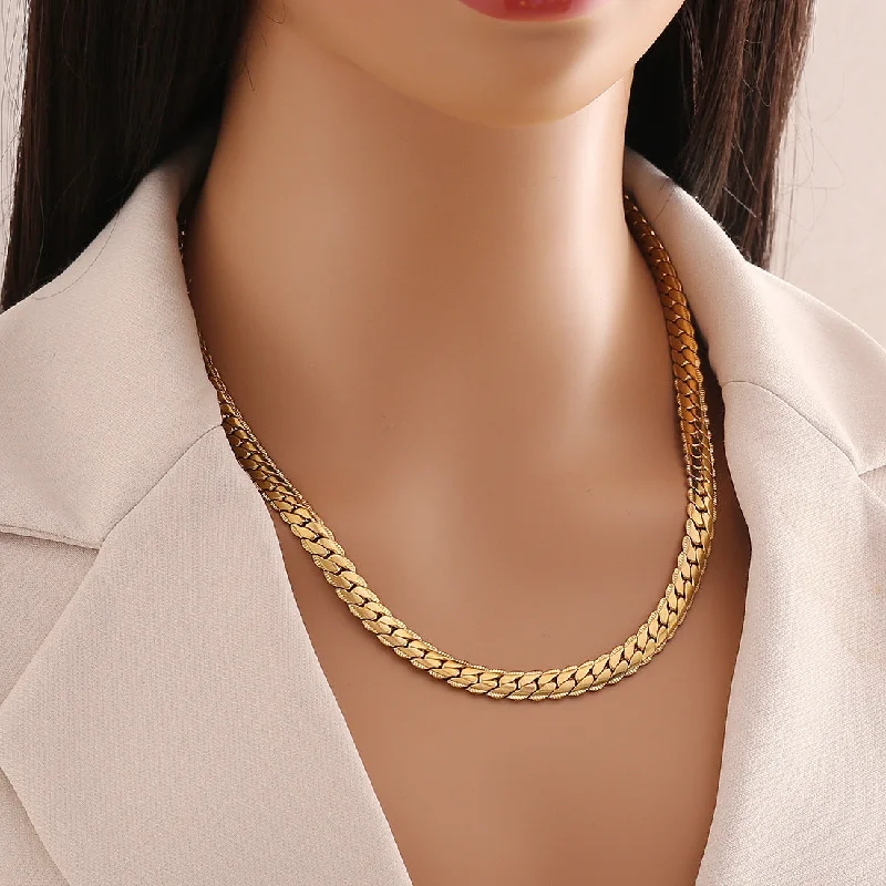 9 # 8mm-50cm flat embossed chain