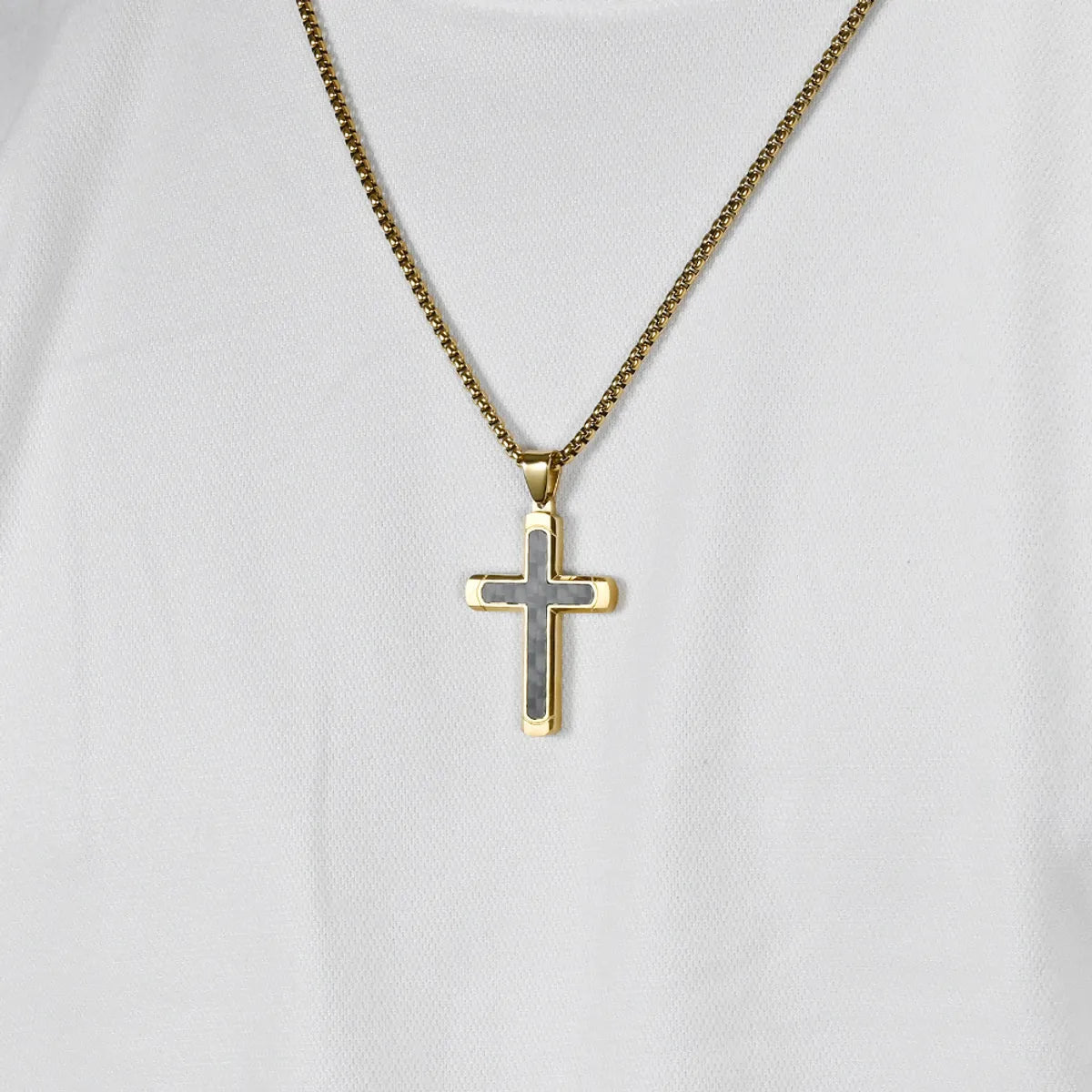 Women’s geometric necklaces-Retro Roman Style Cross Titanium Steel Plating Inlay Pure Carbon Men'S Pendant Necklace