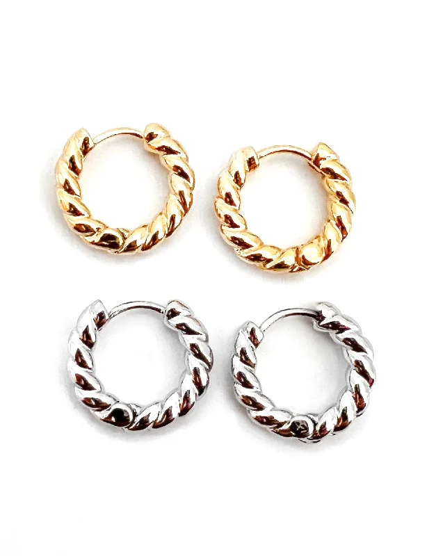 Boyfriend style earrings for women -Eunice Twisted Hoop Earrings || Choose Color