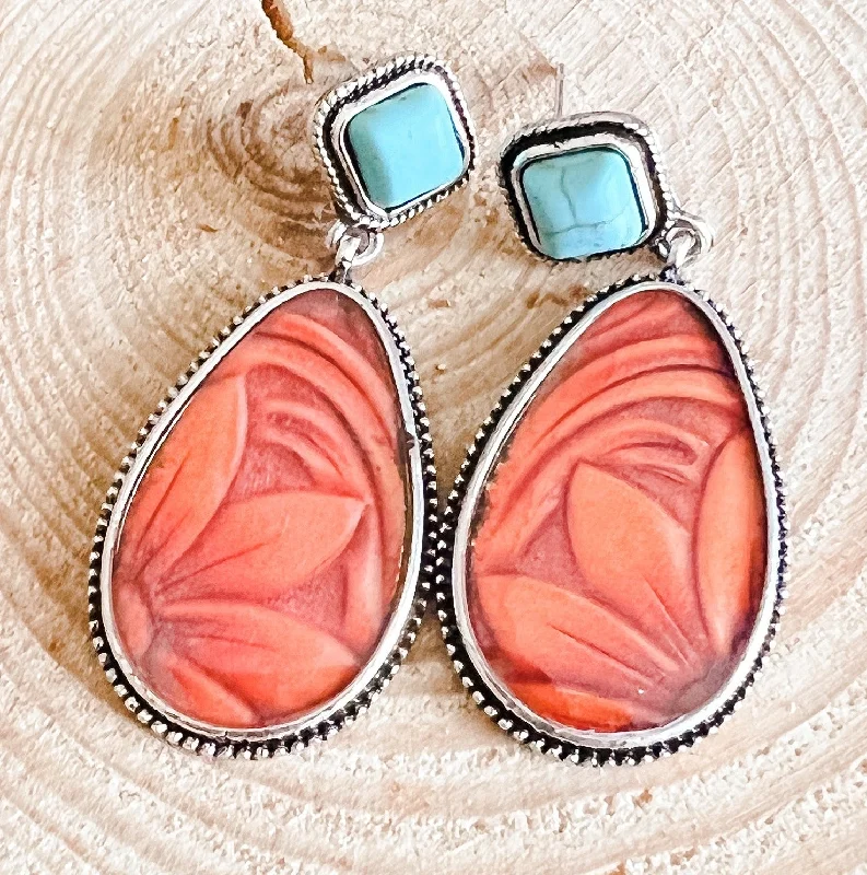 Wedding earrings for women -Beautiful Turquoise and Resin Earrings