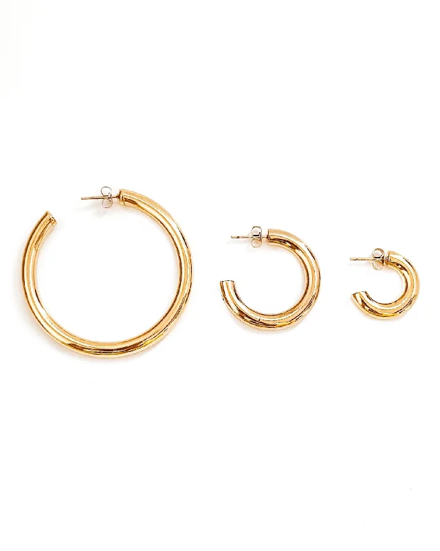 Rose gold women's earrings -Ethel Gold Hoop Earrings || Choose Size