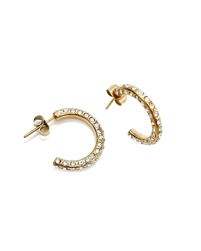 Embroidered women's earrings -Esra Crystal Hoop Earrings