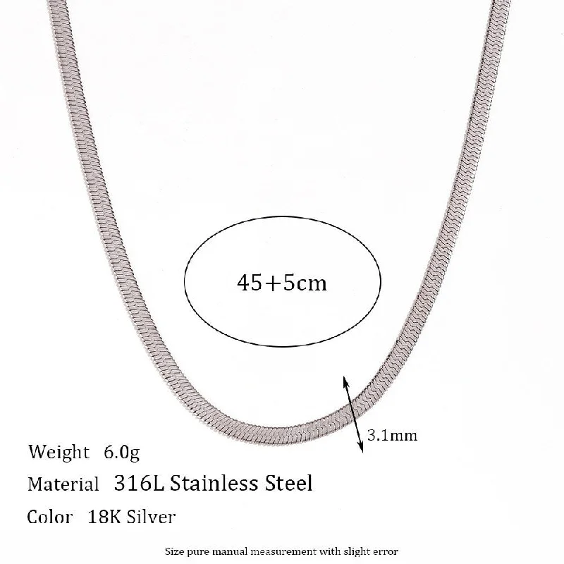 3mm wide blade chain necklace - steel color 45cm 5cm