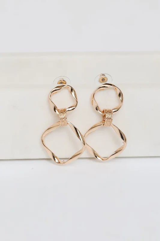 Elegant women's earrings -Olivia Gold Drop Earrings