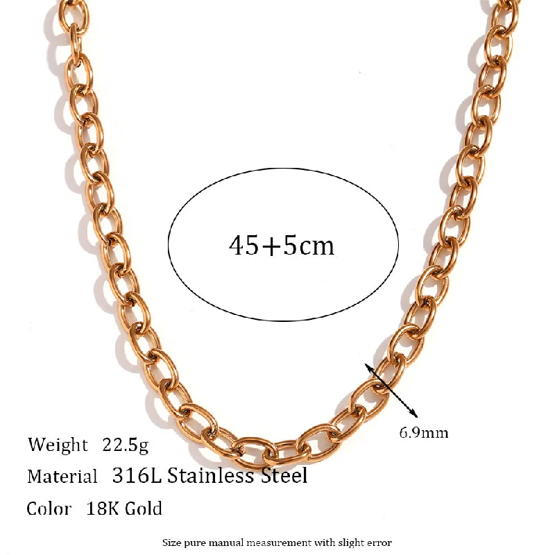 6.9mm Cross Chain - Gold Necklace -45cm 5cm