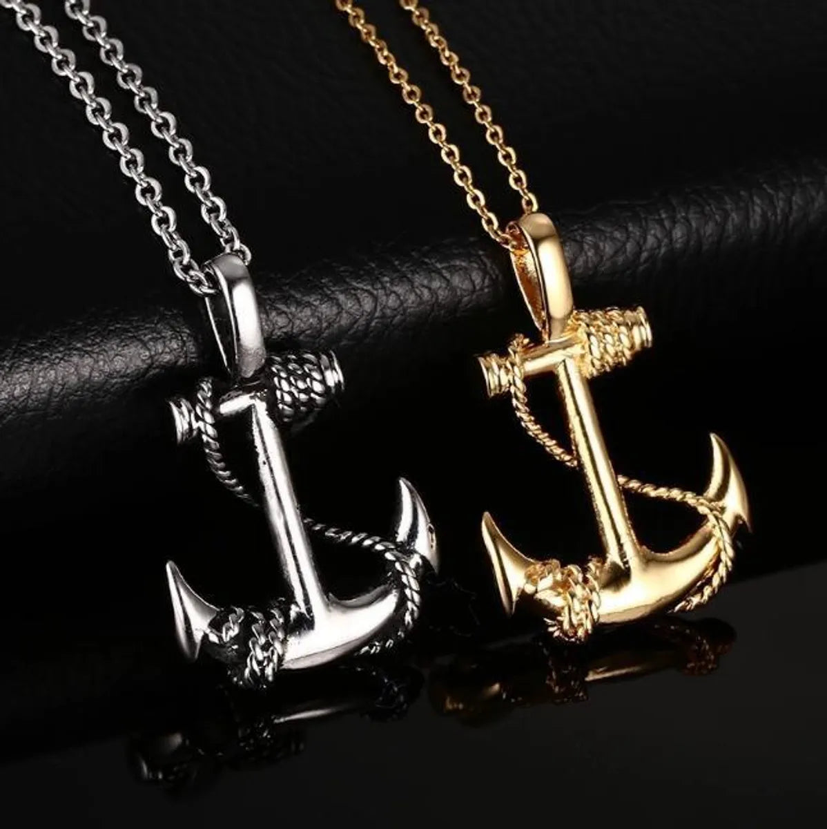 Women’s long necklaces-Hip-Hop Anchor Stainless Steel Alloy Plating Men'S Necklace 1 Piece