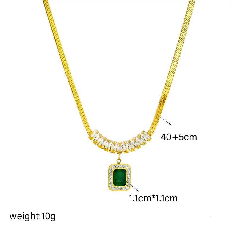 Women’s sapphire necklaces-Fashion Women Square Chain Twisted Titanium Steel Electroplating Jewelry Sets